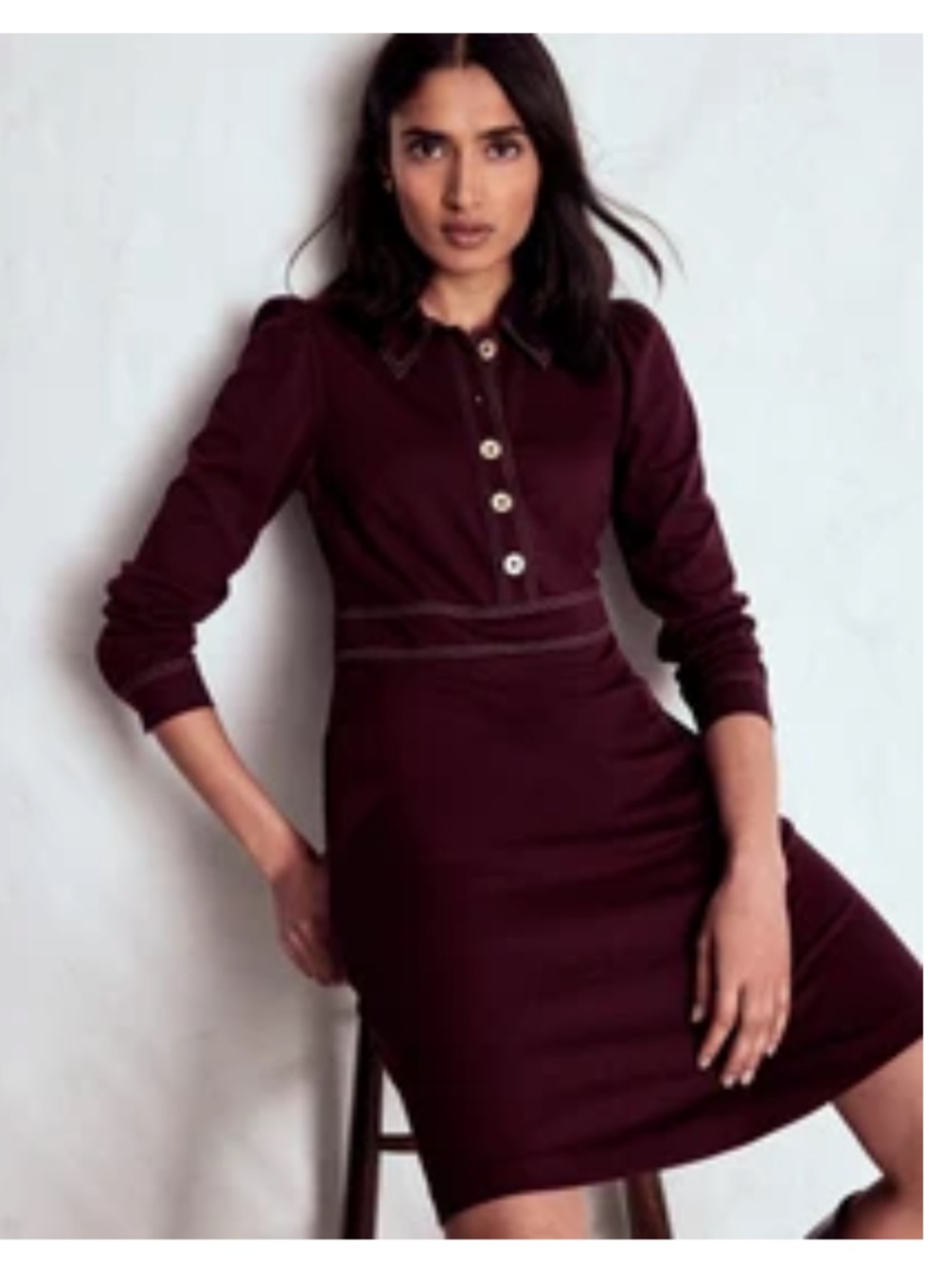 Boden Nicolette Long Sleeve Dress - Dark Cherry